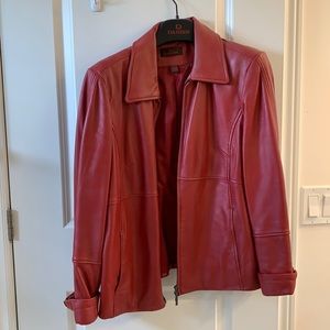 Red leather jacket